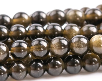 Echte natuurlijke gouden Obsidiaan edelsteen kralen 4MM bruin ronde AA kwaliteit losse kralen (117589)