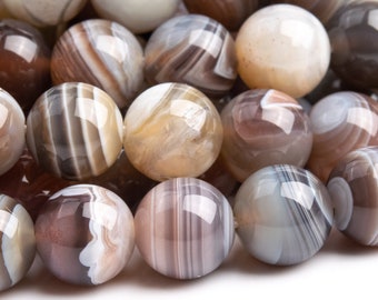 Genuine Natural Botswana Agate Gemstone Beads 7-8MM Round AAA Quality Loose Beads (101909)