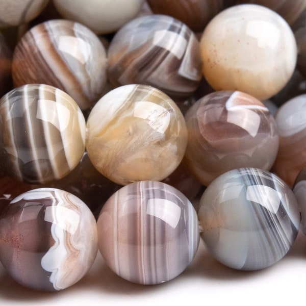 Genuine Natural Botswana Agate Gemstone Beads 7-8MM Round AAA Quality Loose Beads (101909)