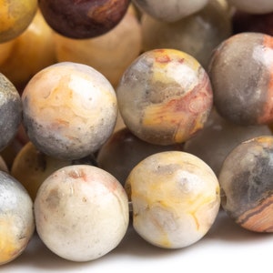 Genuine Natural Crazy Lace Agate Gemstone Beads 6-7MM Orange Cream Round AAA Quality Loose Beads (100153)