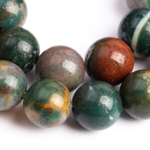 Cuentas de piedra preciosa de ágata musgosa natural genuina de 8 mm, cuentas sueltas redondas multicolores de calidad AAA (108722)