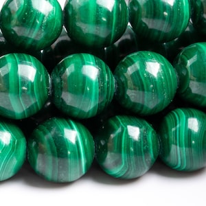 Genuine Natural Malachite Gemstone Beads 10MM Deep Green Round AA Quality Loose Beads (119075)