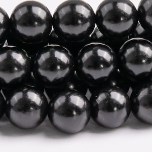 Genuine Natural Jet Gemstone Beads 6-7MM Black Round AAA Quality Loose Beads (118782)