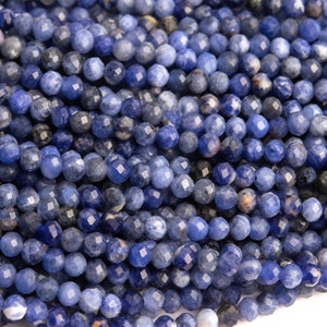 Genuine Natural Sodalite Gemstone Beads 3MM Blue Faceted Round AAA Quality Loose Beads (107723)