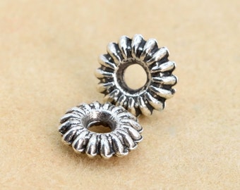 30 stuks - 5 x 1 mm antiekzilverkleurige gegolfde rondelle tussenkralen (62349-2282)