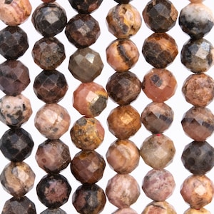 Genuine Natural Argentina Rhodochrosite Gemstone Beads 7MM Multicolor Faceted Round AB Quality Loose Beads (113234)