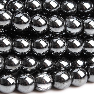 Genuine Natural Hematite Gemstone Beads 4MM Black Round AAA Quality Loose Beads (101315)