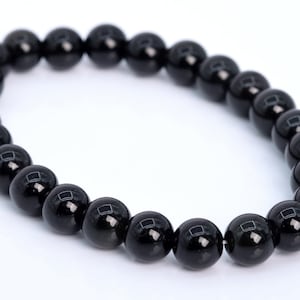 Genuine Natural Obsidian Gemstone Beads 8MM Black Round A Quality Bracelet (106651h-2012)