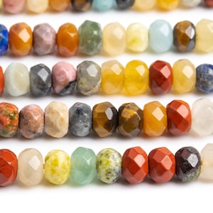 Pietre preziose naturali miste, perline di pietre preziose 6 x 4 mm, rondelle sfaccettate multicolore, qualità AAA, perline sfuse (116962)