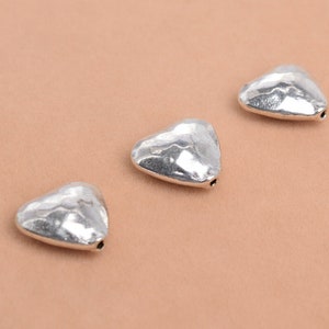 8 Pcs - 14x13MM Antique Silver Tone Heart Spacer Beads (63860-2420)