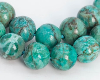 Magnesite Turquoise Gemstone Beads 8MM Peacock Green Round AAA Quality Loose Beads (108946)