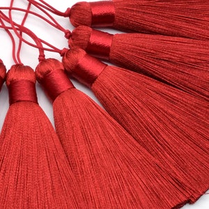 2 Pcs - 3.14&quot; / 8CM Wine Red Tassel Artificial Silk 1CM Thickness Handcraft High Quality Tassels (60747)