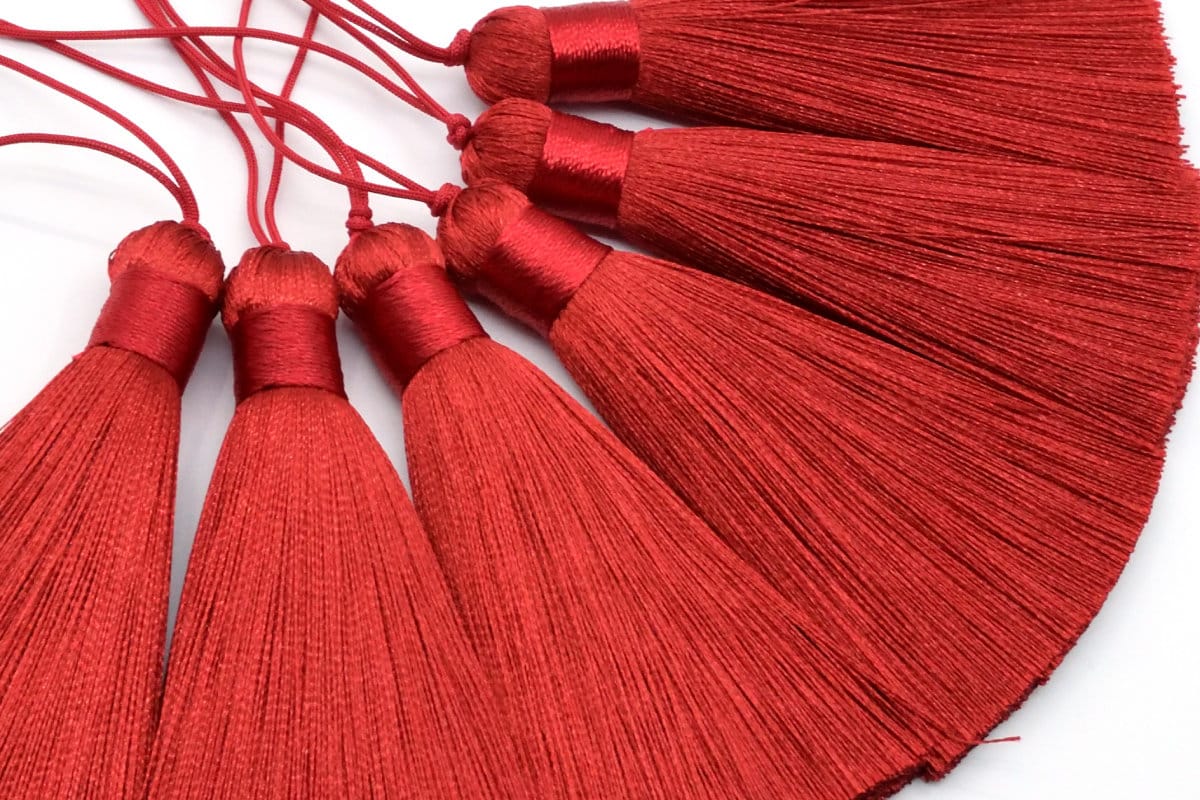 Linsoir Beads 10 pcs Red Tassels 4.7 inches Large Long Tassel for Jewelry  Making