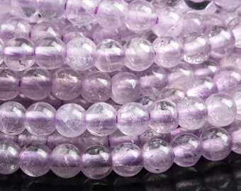 Echte natuurlijke amethist edelsteenkralen 3-4 MM transparante bleke lavendel ronde losse kralen AAA-kwaliteit (124069)