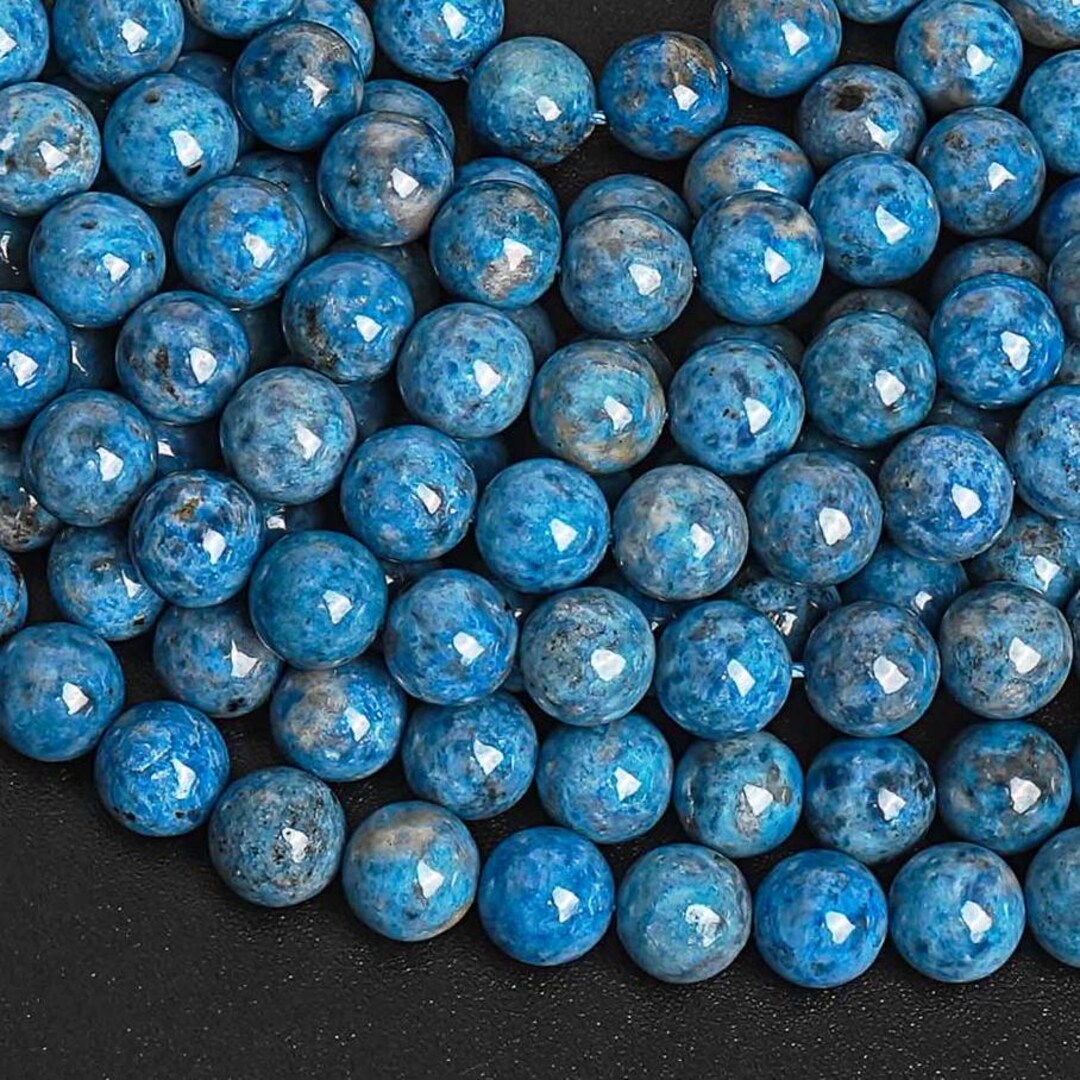 Genuine Natural Apatite Blue Denim Lapis Gemstone Beads 8MM Round AA+ ...