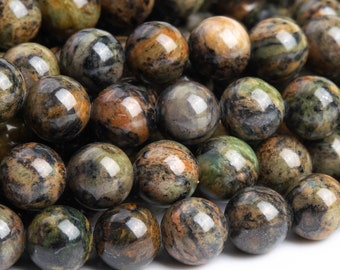 Cuentas sueltas de jaspe natural artístico genuino, 8 mm, multicolor, redondas, de calidad AAA (102937)