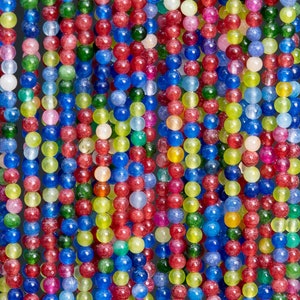 Jade Gemstone Beads 2MM Candy Rainbow Round AAA Quality Loose Beads (110794)