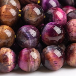 Tiger Eye Gemstone Beads 10MM Cat Eye Galaxy Pink Sky Round AAA Quality Loose Beads (116000)