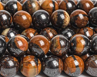 Genuine Natural Tiger Iron Gemstone Beads 8MM 10MM Dark Black Brown Round AA Quality Loose Beads For Jewelry Making