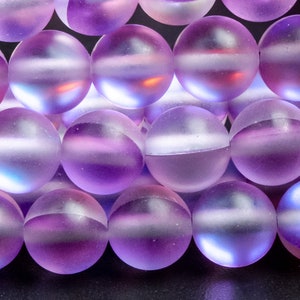 Mystic Aura Quartz Beads 6MM Matte Violet Round Loose Beads (107543)