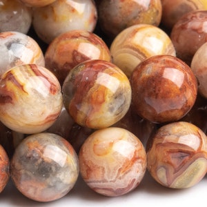 Genuine Natural Crazy Lace Agate Gemstone Beads 8MM Red Round AAA Quality Loose Beads (104494)
