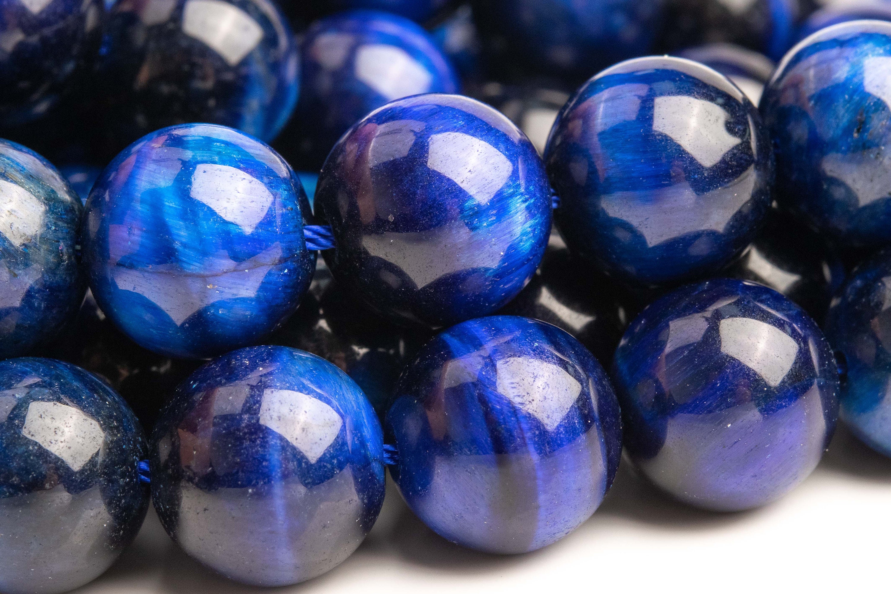 との Tiger Eye Gemstone Beads 12MM Lapis Lazuli Blue Round AA Quality