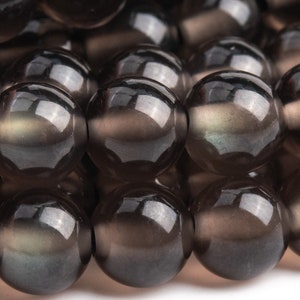 Genuine Natural Obsidian Transparent Gemstone Beads 8MM Rainbow Round AAA Quality Loose Beads (102952)