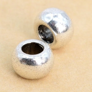 30pc 8x2mm Dotted Rondelle Large-Hole Spacer Beads, Antique Silver