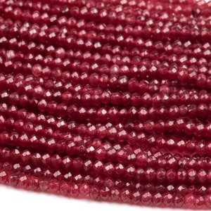 Jade Gemstone Beads 3x2MM Deep Red Faceted Rondelle AAA Quality Loose Beads (124920)