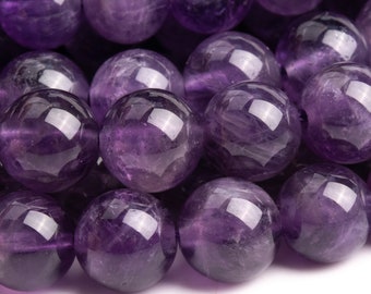 Genuine Natural Amethyst Gemstone Beads 7-8MM Deep Purple Round A Quality Loose Beads (111074)