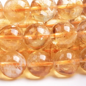 Genuine Natural Citrine Gemstone Beads 10MM Brown Yellow Round A+ Quality Loose Beads (119532)