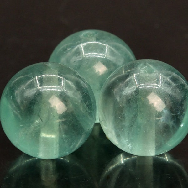 Genuine Natural Fluorite Gemstone Beads 10MM Green Round AAA Quality Loose Beads (107094)