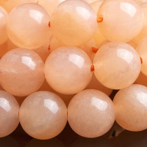 Genuine Natural Jade Gemstone Beads 8MM Orange Peach Round AAA Quality Loose Beads (111858)