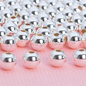 10 Pcs - 5MM Sterling Silver Round Spacer Beads for Jewelry Making (63950-2182)