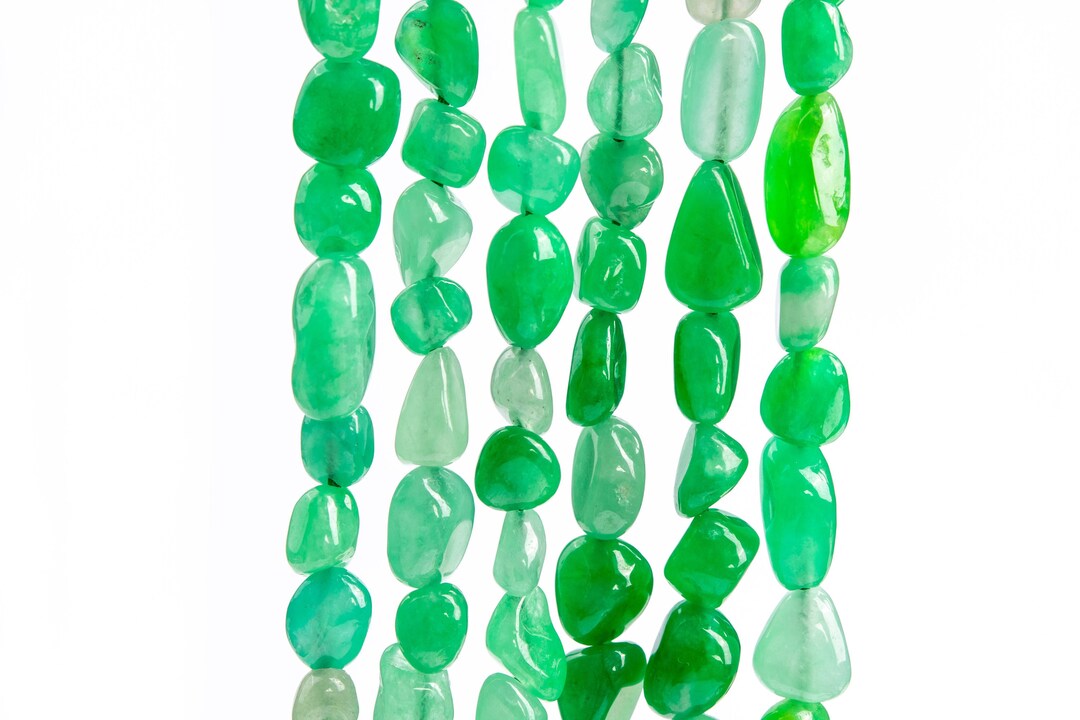 Light Green Burma Jade Gemstone Beads. 15” Strand of High