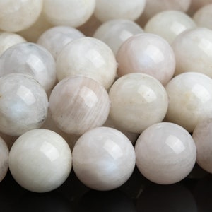 Rainbow Moonstone Genuine Natural Gemstone Beads 8MM White Round Loose Beads (119655)