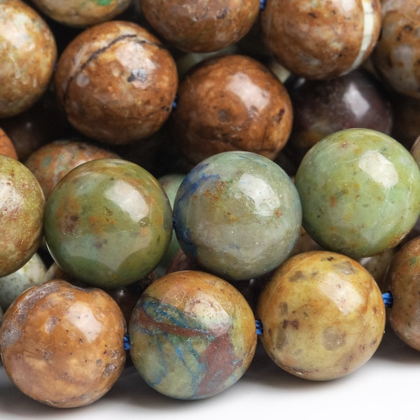 Genuine Natural Chrysocolla Gemstone Beads 8MM Brown Round B Quality Loose Beads (120634)