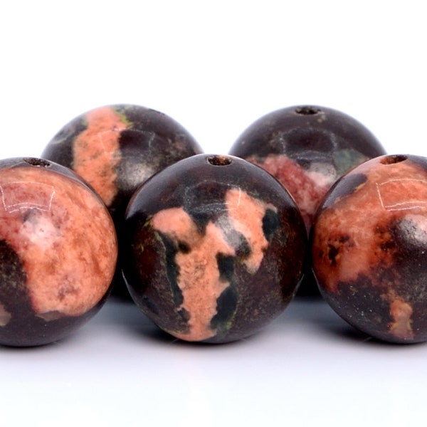 Genuine Natural Plum blossom Jade Gemstone Beads 6MM Dark Brown & Pink Round A Quality Loose Beads (106577)