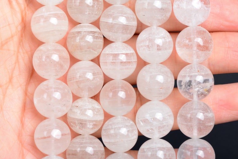 12MM White Lace Phantom Quartz Beads Grade A Genuine Natural Round Gemstone Loose Beads 108305 17 Pcs