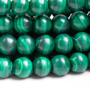 Genuine Natural Malachite Gemstone Beads 4MM Deep Green Round AA Quality Loose Beads (119071)