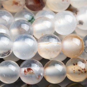Genuine Natural Flower Agate Gemstone Beads 4MM Clear Round AAA Quality Loose Beads (105592)