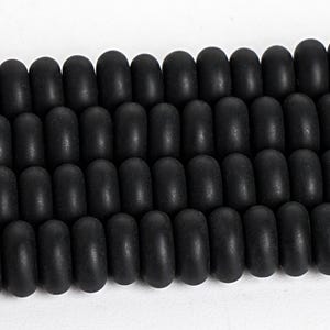 Genuine Natural Obsidian Gemstone Beads 6x3MM Matte Black Rondelle Loose Beads (117567)