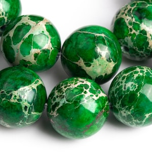 Sea Sediment Imperial Jasper Gemstone Beads 10MM Deep Green Round AAA Quality Loose Beads (115090)