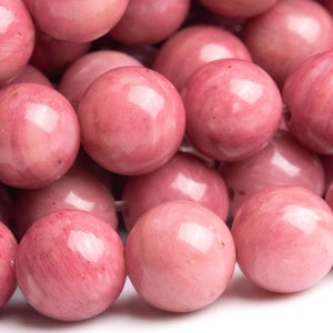 Genuine Natural Rhodonite Gemstone Beads 6-7MM Rose Pink Round AAA Quality Loose Beads (111844)