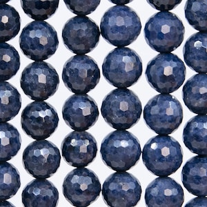 Genuine Natural Sapphire Gemstone Beads 7MM Blue Micro Faceted Round AA Quality Loose Beads (107444)