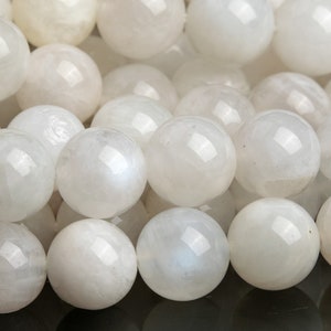 Genuine Natural Rainbow Moonstone Gemstone Beads 8MM White Round A Quality Loose Beads (119661)