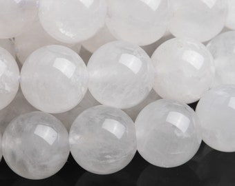 Contas de pedras preciosas genuínas de quartzo cristal natural de Angola, 8-9 mm, redondas e brancas, contas soltas de qualidade A (111083)