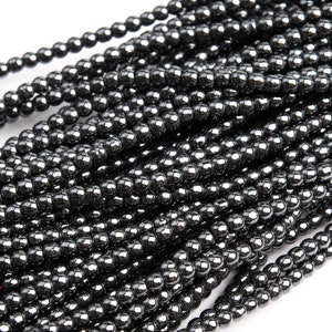 Genuine Natural Hematite Gemstone Beads 2MM Black Round AAA Quality Loose Beads (101313)