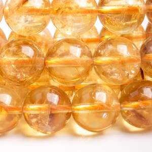 Genuine Natural Citrine Gemstone Beads 9MM Yellow Round A+ Quality Loose Beads (119502)