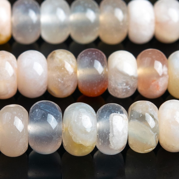 Genuine Natural Cherry Blossom Agate Gemstone Beads 8x5MM Multicolor Rondelle Loose Beads (120147)